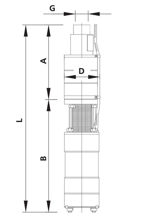 Чертеж габаритно-присоеденительных размеров насоса ЭЦВ 5-4-125