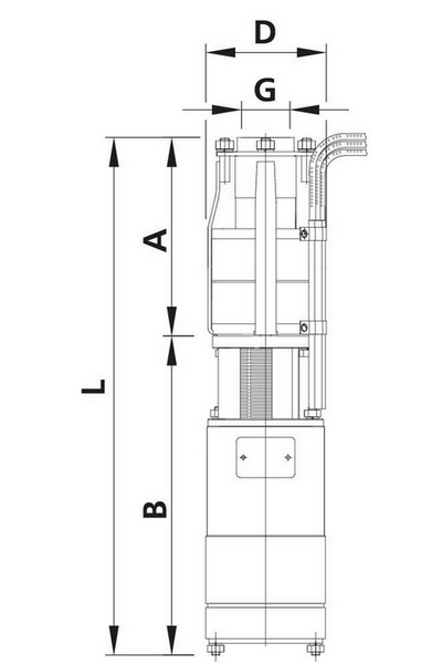 Чертеж габаритно-присоеденительных размеров насоса ЭЦВ 6-10-290