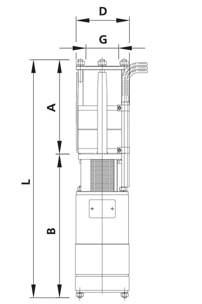 Чертеж габаритно-присоеденительных размеров насоса ЭЦВ 6-25-90