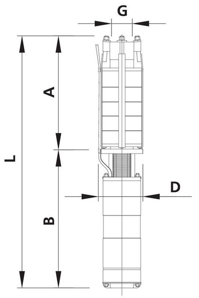Чертеж габаритно-присоеденительных размеров насоса ЭЦВ 8-40-40